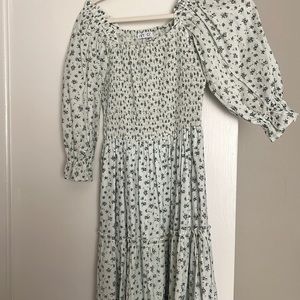 Ivy City Co Mint Green Floral Smocked Midi Dress